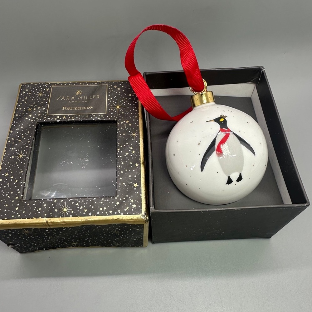 Sara Miller London Portmeirion Penguin Christmas Ball Ornament
